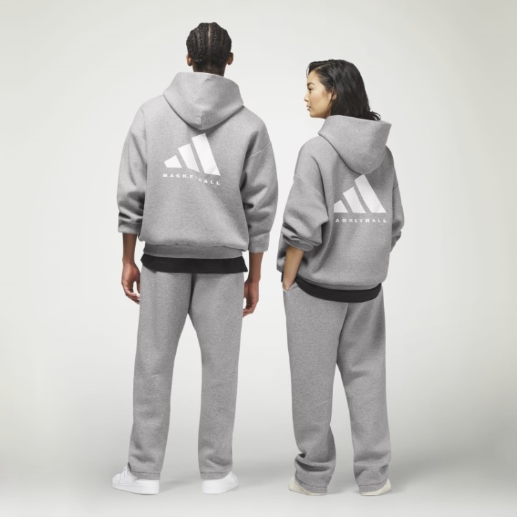 Moletom Com Capuz De Malha De Aveia Escura Adidas Basquete