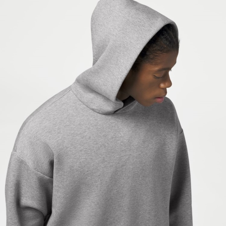 Moletom Com Capuz Mesclado De Basquete Adidas Fashion Dark Oatmeal