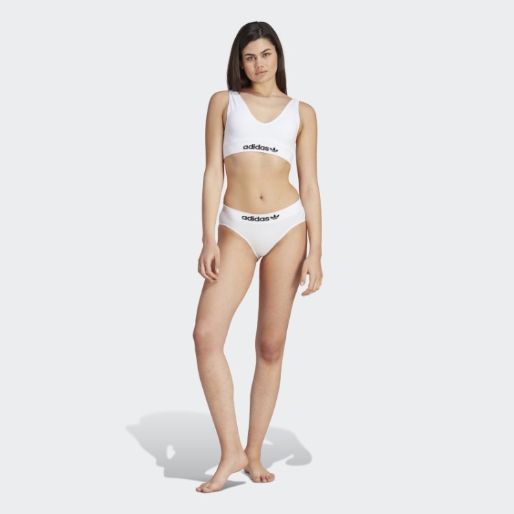 Sutiã Moderno De Algodão Flexível Com Cano Baixo Nas Costas Adidas Branco