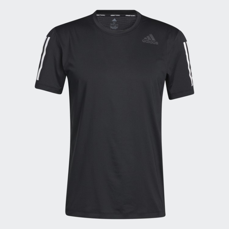Camiseta Preta Techfit Com As Três Listras Adidas