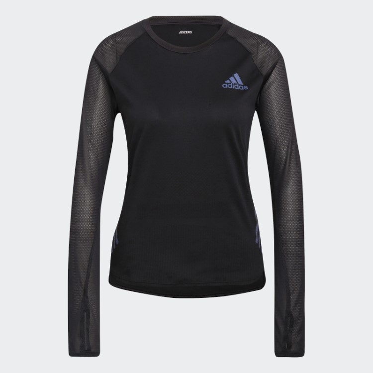 Adidas Parley Adizero Camiseta Preta Manga Longa