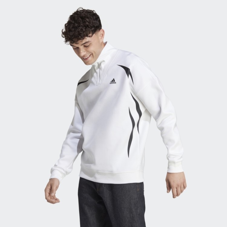 Adidas Colorblock Moletom Com Zíper Trimestre Moda Preto