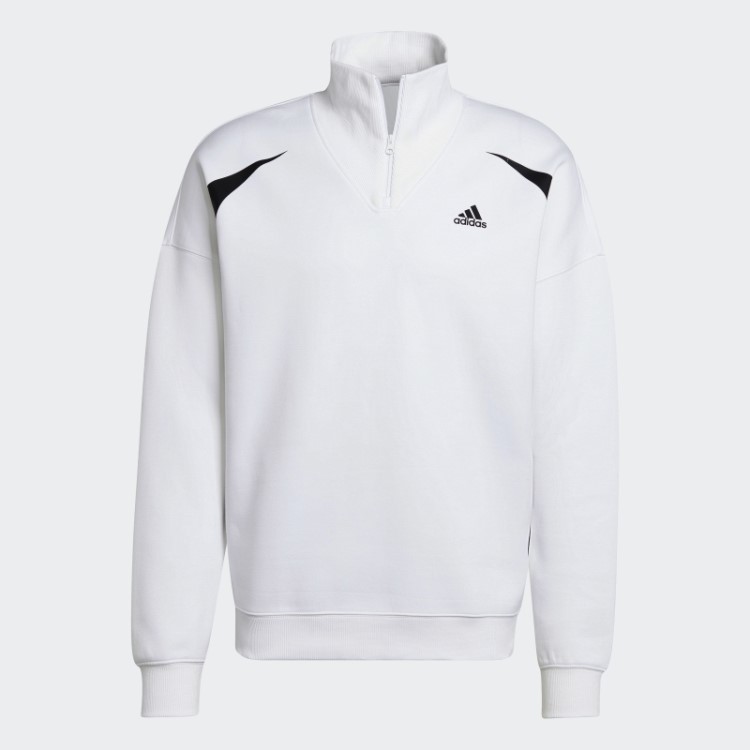 Adidas Colorblock Moletom Com Zíper Trimestre Moda Preto