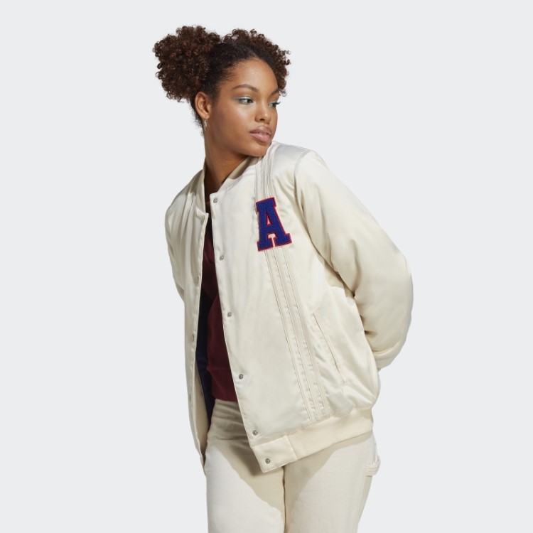 Jaqueta Colegial De Cetim Adidas Branco