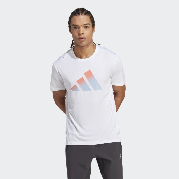 Camiseta Run Icons 3 Bar Logo Adidas Branca