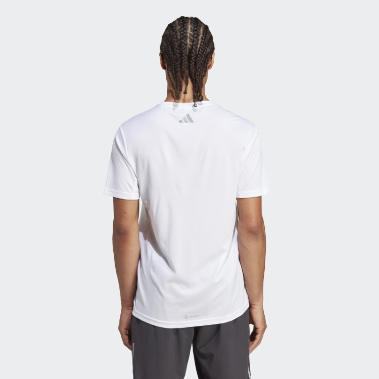 Camiseta Branca Adidas Run Icons 3 Bar Logo