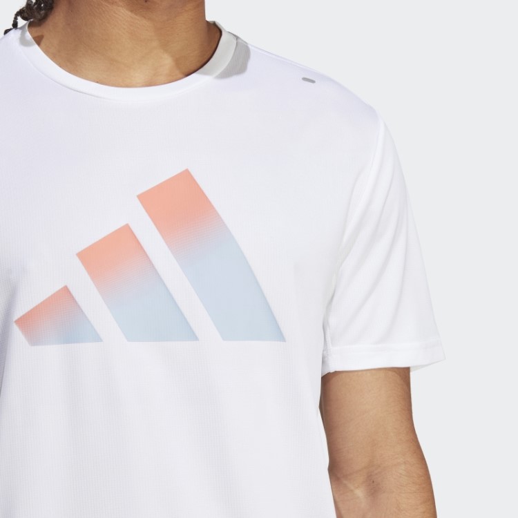Camiseta Branca Adidas Run Icons 3 Bar Logo