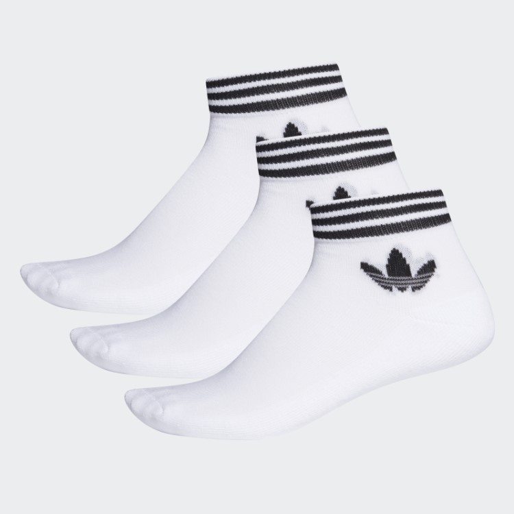 Meia Adidas Trefoil No Tornozelo - 3 Pares Preto