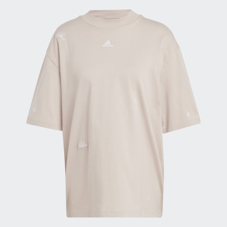 Camiseta Boyfriend Com Estampas Inspiradas Em Cristais De Cura Adidas Taupe