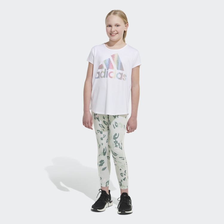 Meia-calça Floral Com As Três Listras Estampada Allover (tamanho Maior) Verde Adidas