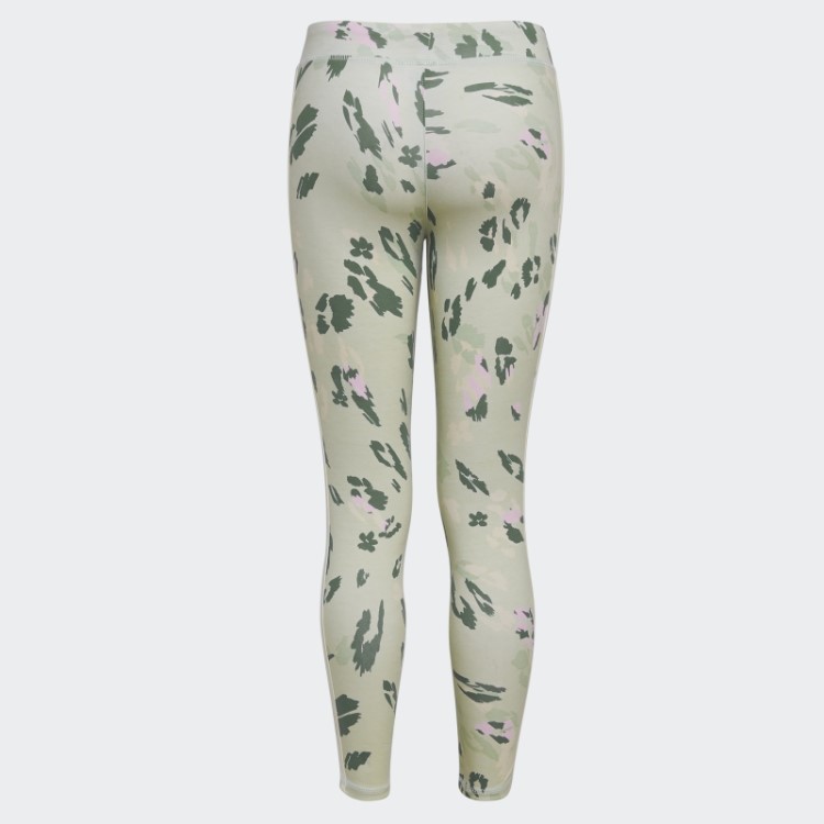 Meia-calça Floral Com As Três Listras Estampada Allover (tamanho Maior) Verde Adidas