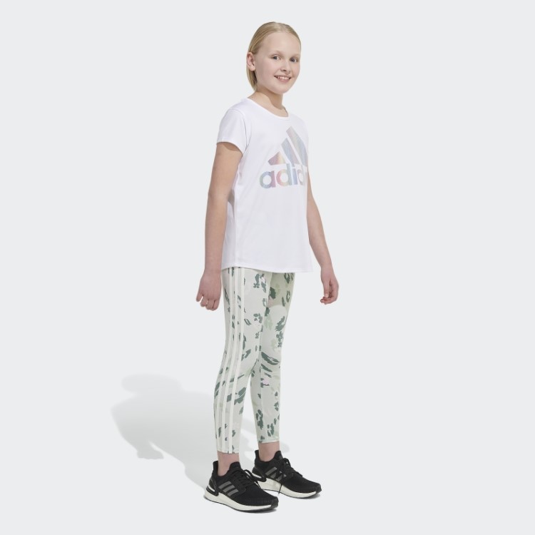 Meia-calça Floral Com As Três Listras Estampada Allover (tamanho Maior) Verde Adidas