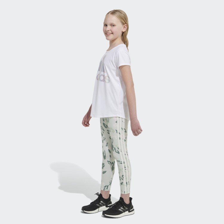 Meia-calça Floral Com As Três Listras Estampada Allover (tamanho Maior) Verde Adidas