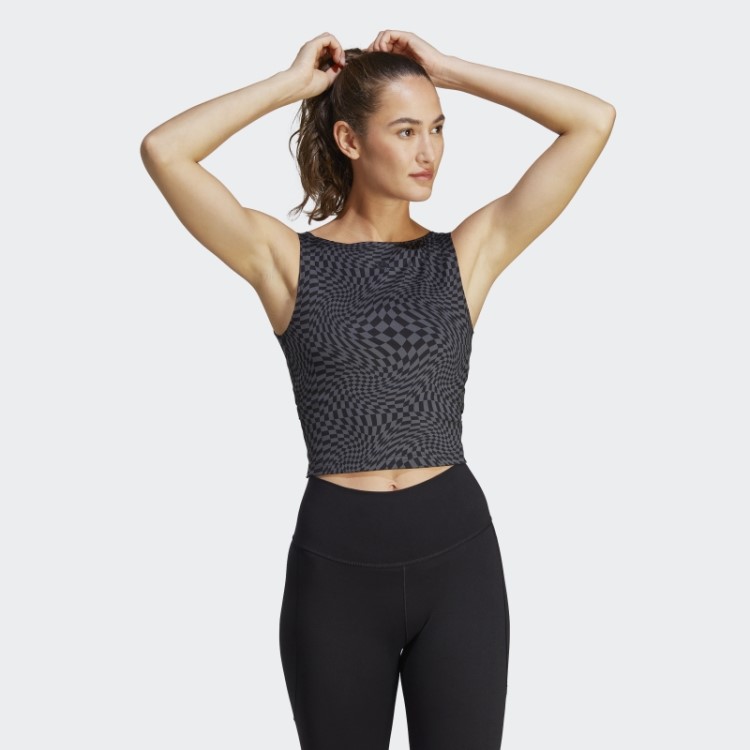 Regata De Yoga Com Estampa Preta Adidas