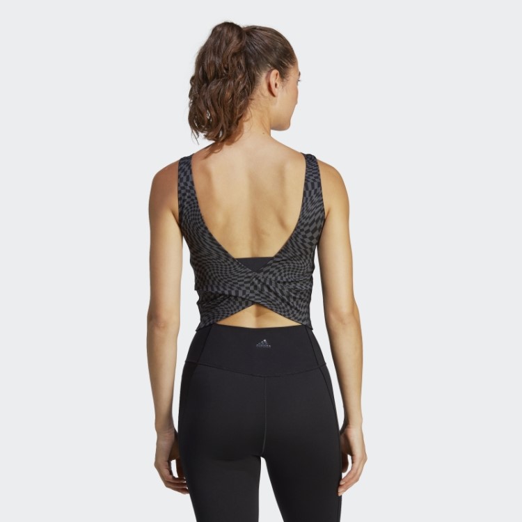 Regata De Yoga Com Estampa Preta Adidas