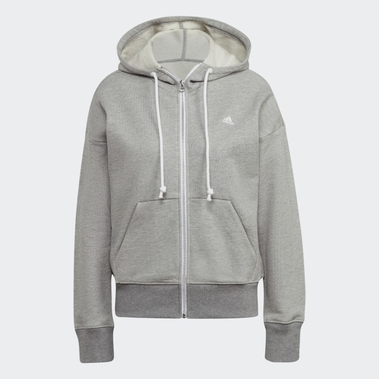 Moletom Cinza Médio Com Zíper Fashion Adidas Sportswear Stadium