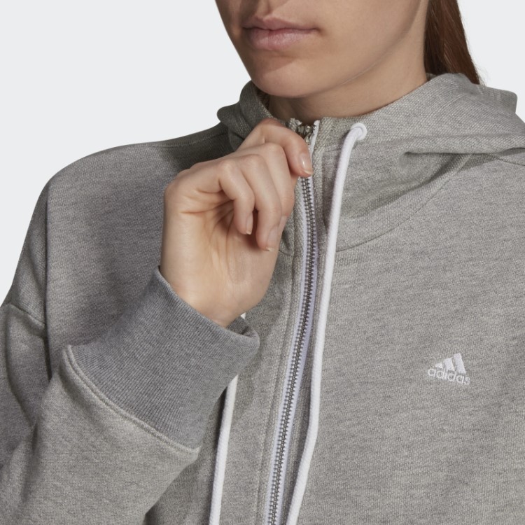 Moletom Cinza Médio Com Zíper Fashion Adidas Sportswear Stadium
