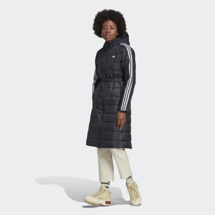 Jaqueta Longa Slim Premium Com Capuz Preto Adidas