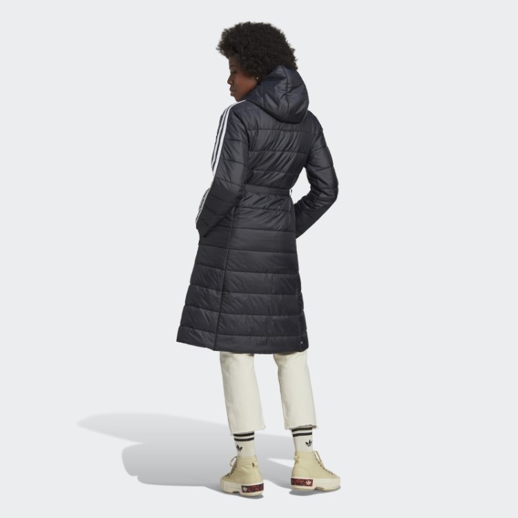 Jaqueta Longa Slim Premium Com Capuz Preto Adidas
