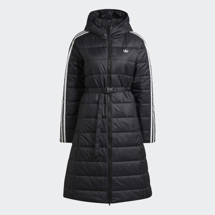 Jaqueta Longa Slim Premium Com Capuz Preto Adidas