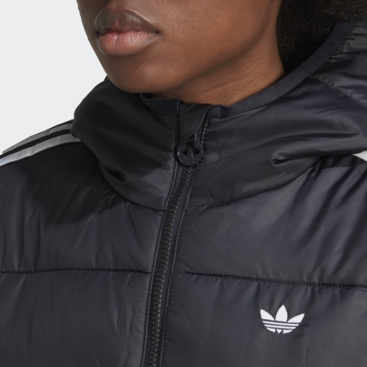 Jaqueta Longa Slim Premium Com Capuz Preto Adidas