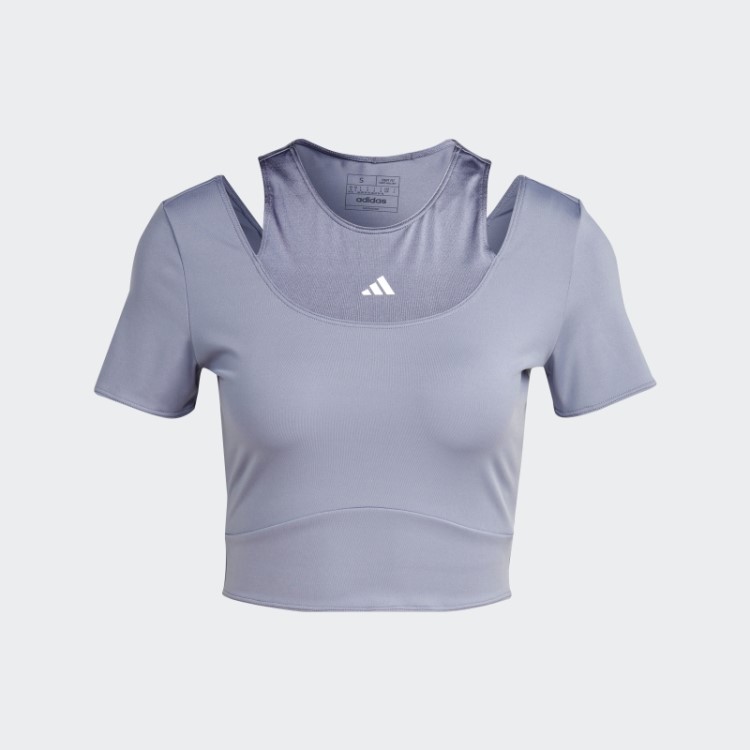 Camiseta Hiit Aeroready Crop Adidas Silver Violet