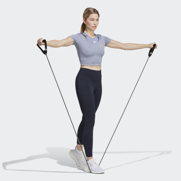 Camiseta De Treino Adidas Hiit Aeroready Cropped Prata Violeta