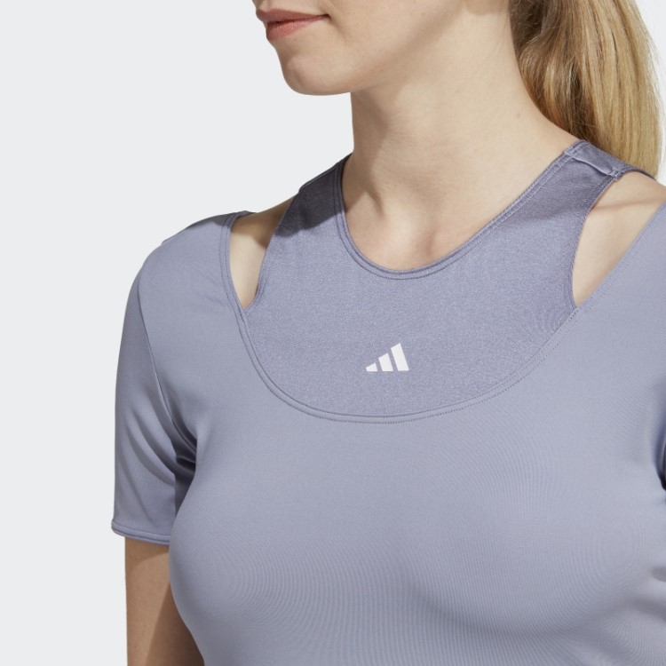 Camiseta De Treino Adidas Hiit Aeroready Cropped Prata Violeta