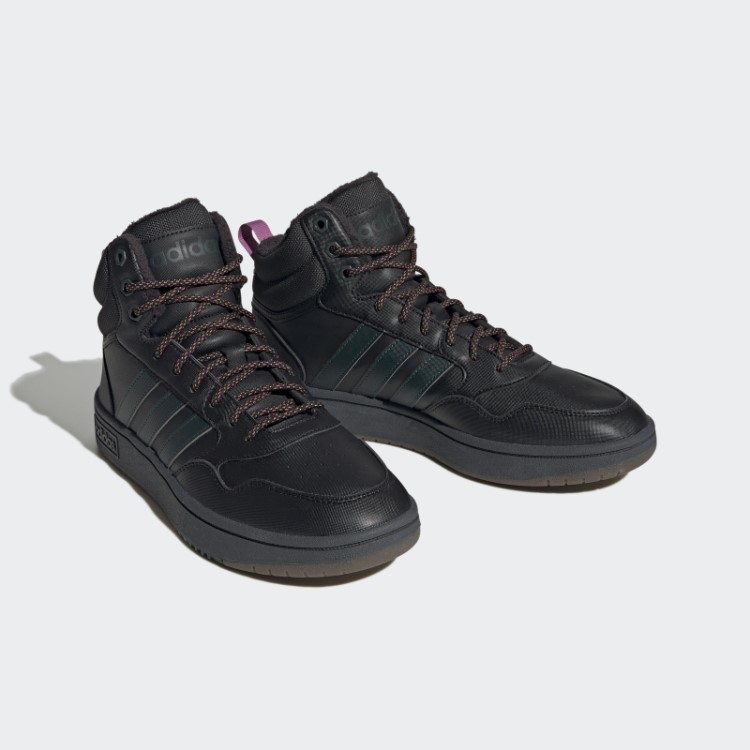 Aros Pretos 3.0 Estilo De Vida Médio Basquete Clássico Forro De Pele Sapatos De Inverno Adidas