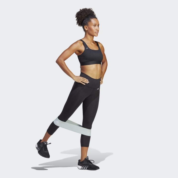Legging 3/4 Preta Adidas Optime Stash Pocket Cintura Alta