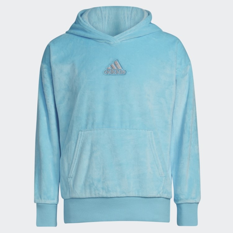 Moletom Com Capuz De Lã Aconchegante Azul Adidas