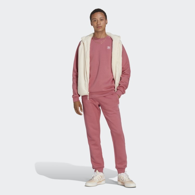 Moletom Adidas Trefoil Essentials Rosa Com Gola Redonda
