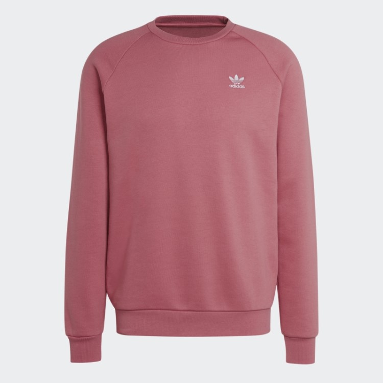 Moletom Adidas Trefoil Essentials Rosa Com Gola Redonda