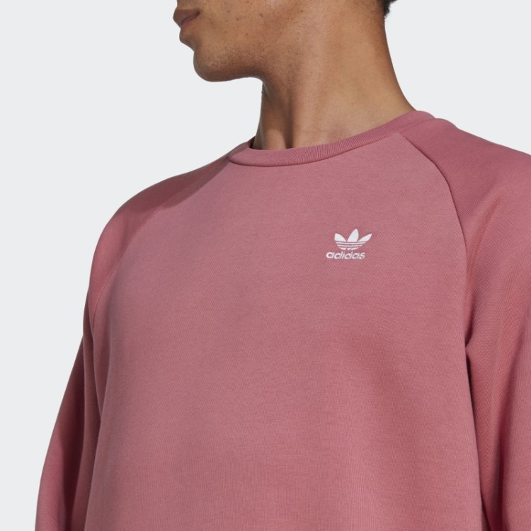 Moletom Adidas Trefoil Essentials Rosa Com Gola Redonda