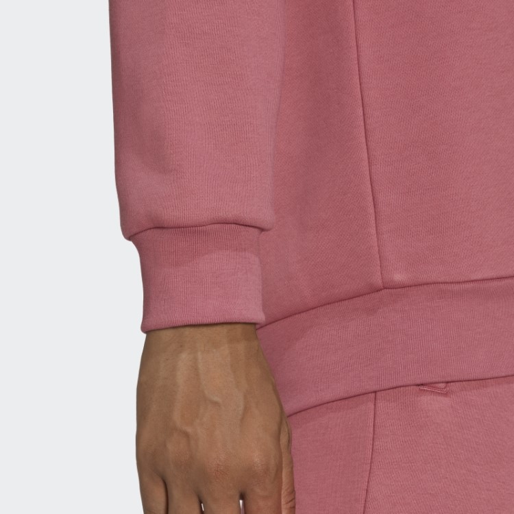 Moletom Adidas Trefoil Essentials Rosa Com Gola Redonda