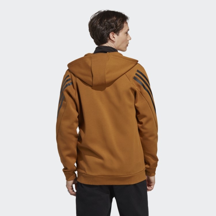 Moletom Com Capuz E Zíper Nas Três Listras Future Icons Bronze Adidas