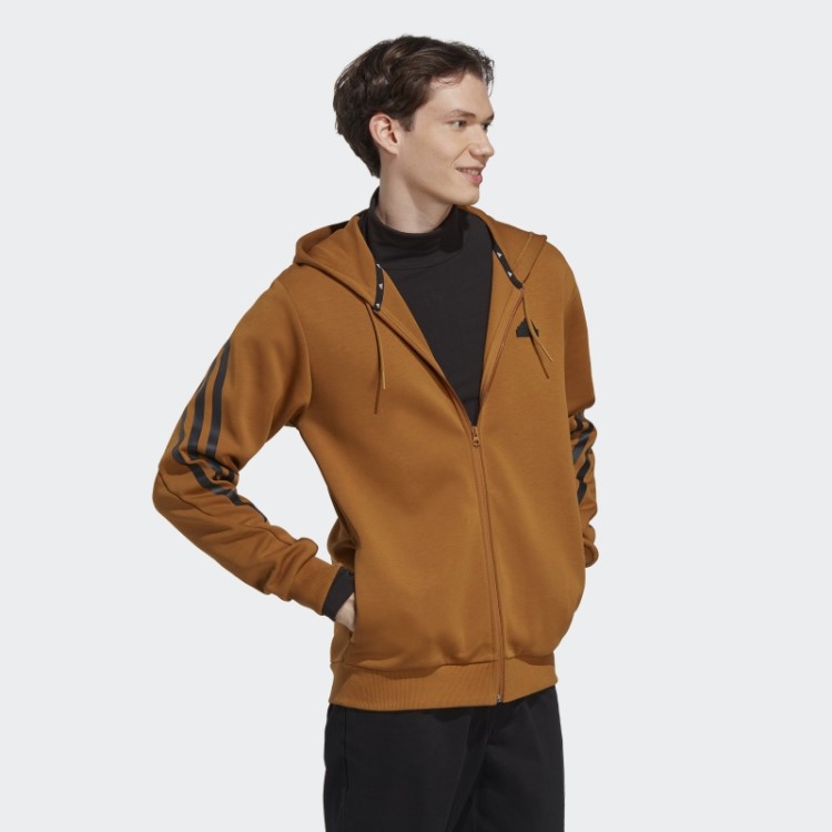 Moletom Com Capuz E Zíper Nas Três Listras Future Icons Bronze Adidas