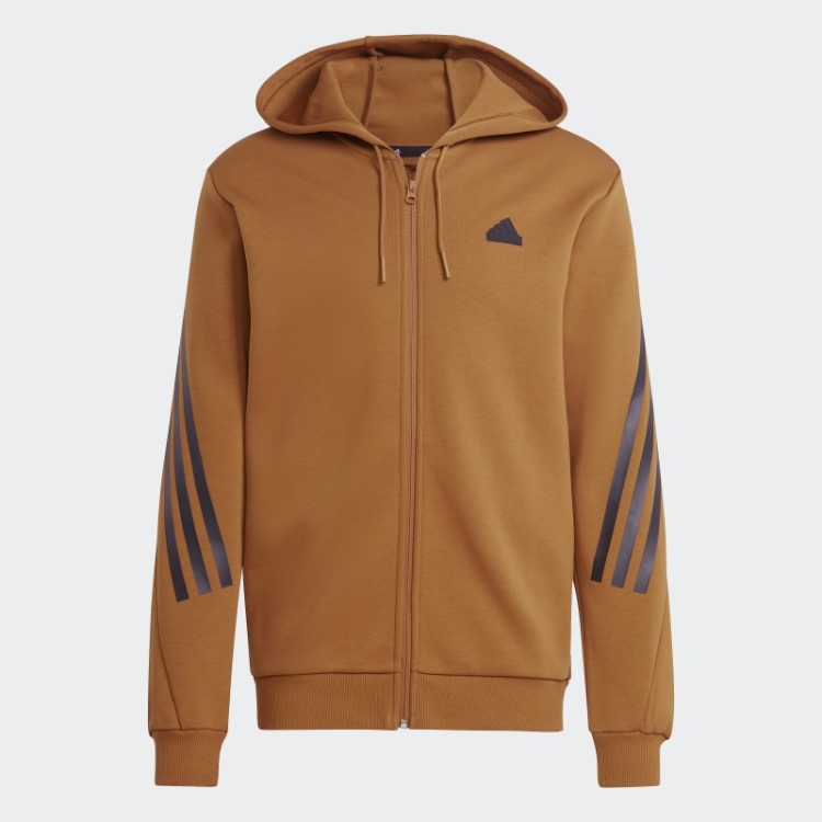 Moletom Com Capuz E Zíper Nas Três Listras Future Icons Bronze Adidas