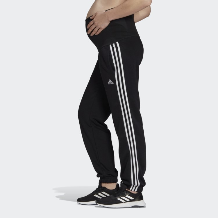 Calça Com As Três Listras De Algodão Essencial (maternidade) Preta Adidas