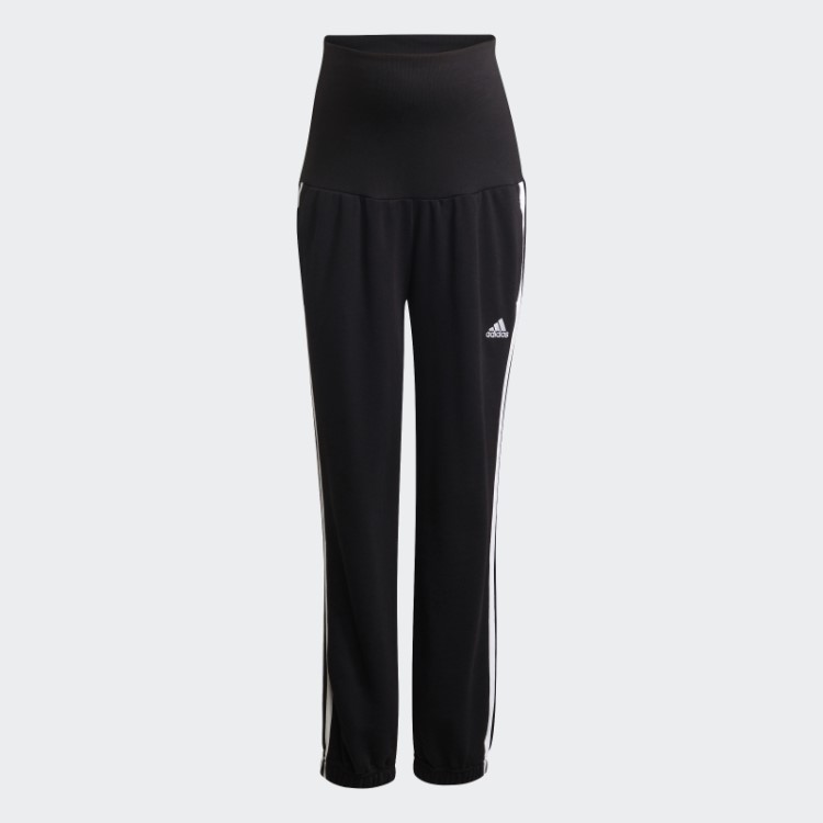 Calça Com As Três Listras De Algodão Essencial (maternidade) Preta Adidas
