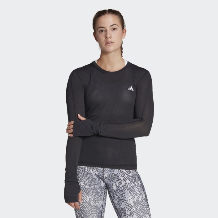 Top De Manga Longa Adidas Fast Running Preto