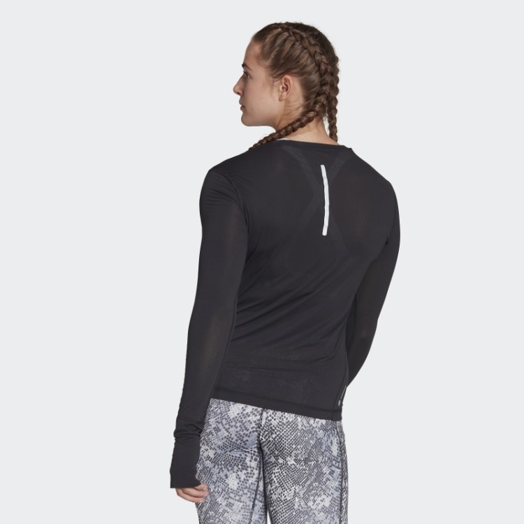Top De Manga Longa Adidas Fast Running Preto