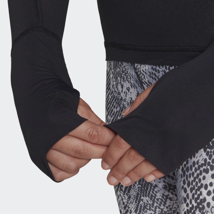 Top De Manga Longa Adidas Fast Running Preto
