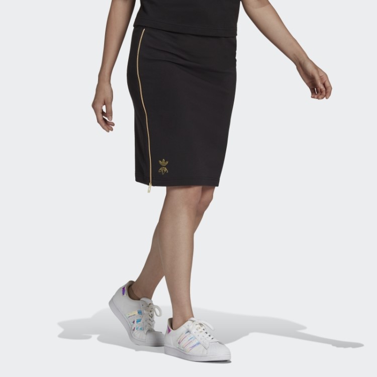 Saia Midi Preta Adidas