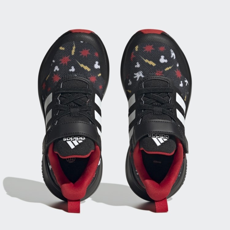 Sapatos Pretos Adidas X Disney Fortarun 2.0 Mickey Cloudfoam Elástico Com Tira Superior Em Renda