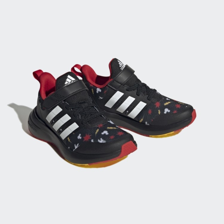 Sapatos Pretos Adidas X Disney Fortarun 2.0 Mickey Cloudfoam Elástico Com Tira Superior Em Renda