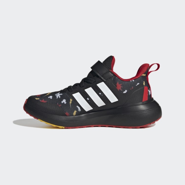 Sapatos Pretos Adidas X Disney Fortarun 2.0 Mickey Cloudfoam Elástico Com Tira Superior Em Renda