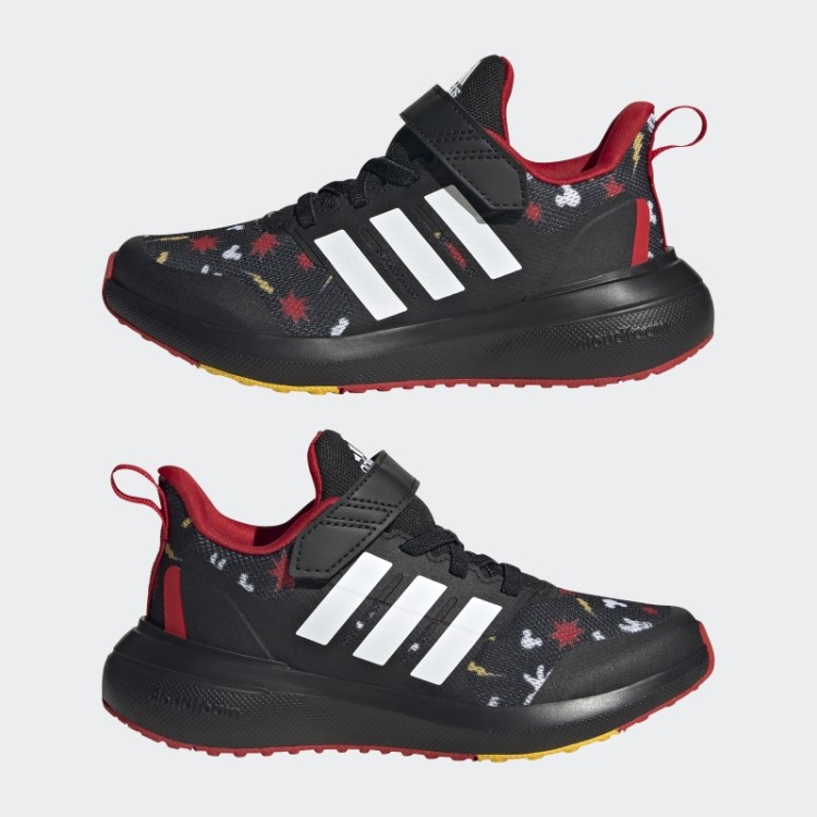 Sapatos Pretos Adidas X Disney Fortarun 2.0 Mickey Cloudfoam Elástico Com Tira Superior Em Renda