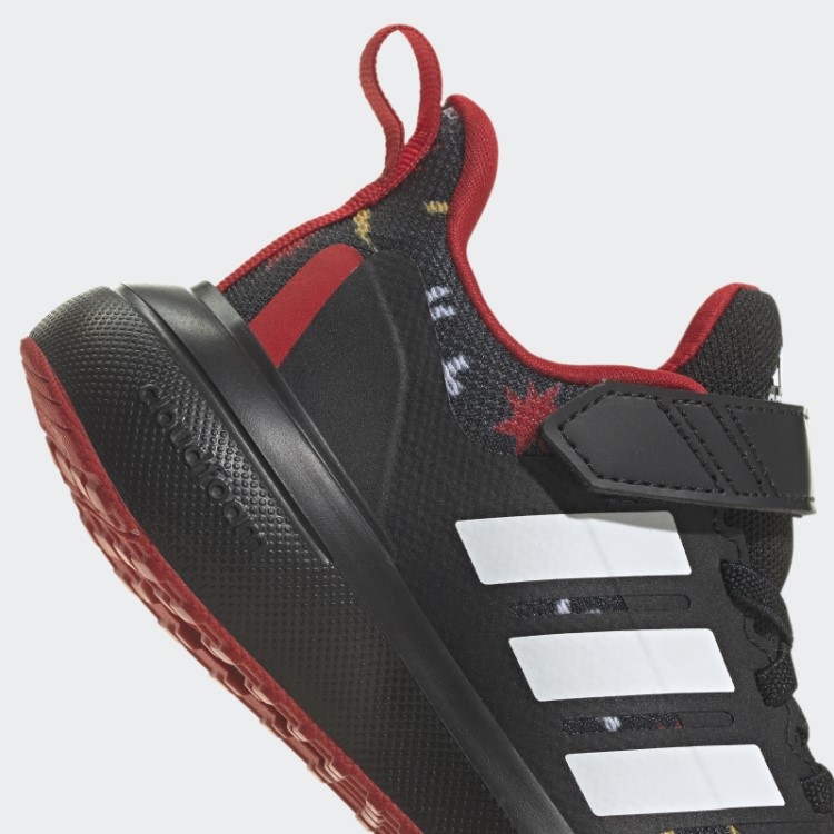 Sapatos Pretos Adidas X Disney Fortarun 2.0 Mickey Cloudfoam Elástico Com Tira Superior Em Renda