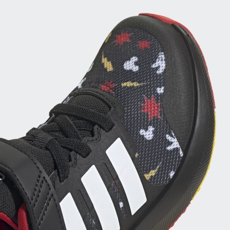 Sapatos Pretos Adidas X Disney Fortarun 2.0 Mickey Cloudfoam Elástico Com Tira Superior Em Renda